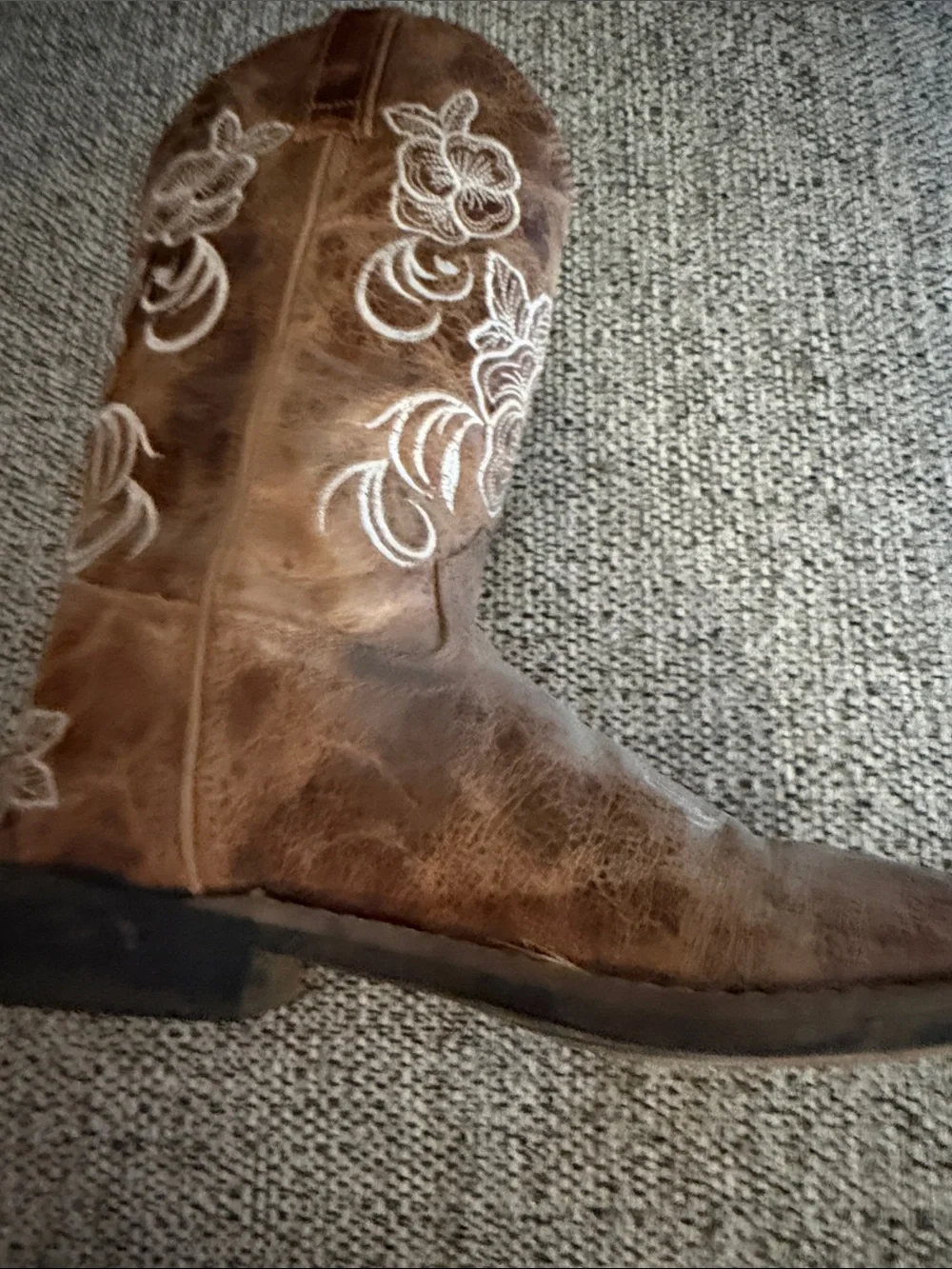 Shyanne Brown Tan Floral Embroidered Kids Cowboy Boots